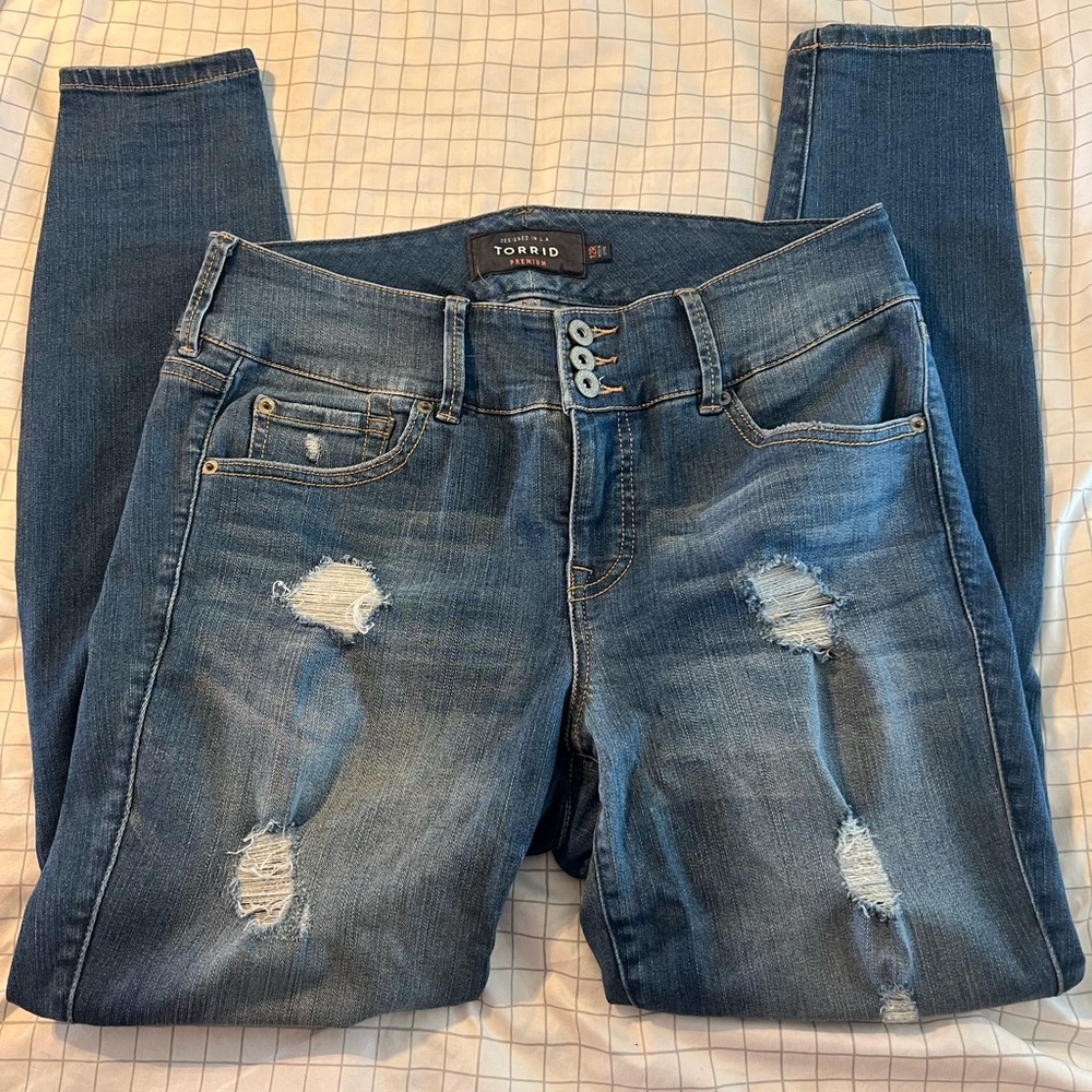 COPY - Torrid Premium Distressed Jegging Jeans, Like New, 3-button fly, size 12R